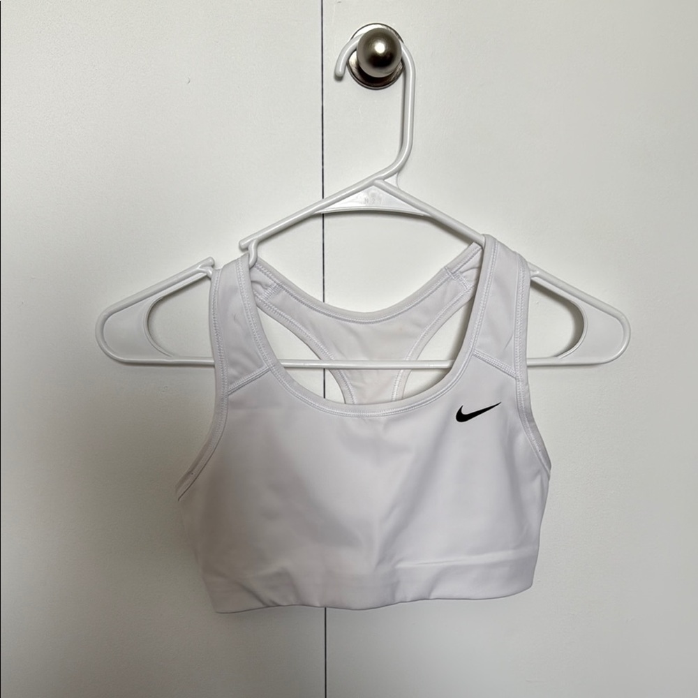 Nike White Sports Bra Moisture-Wicking Racerback